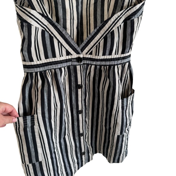 Madewell Striped Linen/ Cotton Blend Evelyn Apron Navy White Mini Dress - Picture 5 of 15
